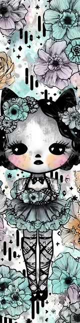 Free kawaii cats bookmark featuring a very light blue kawaii cat